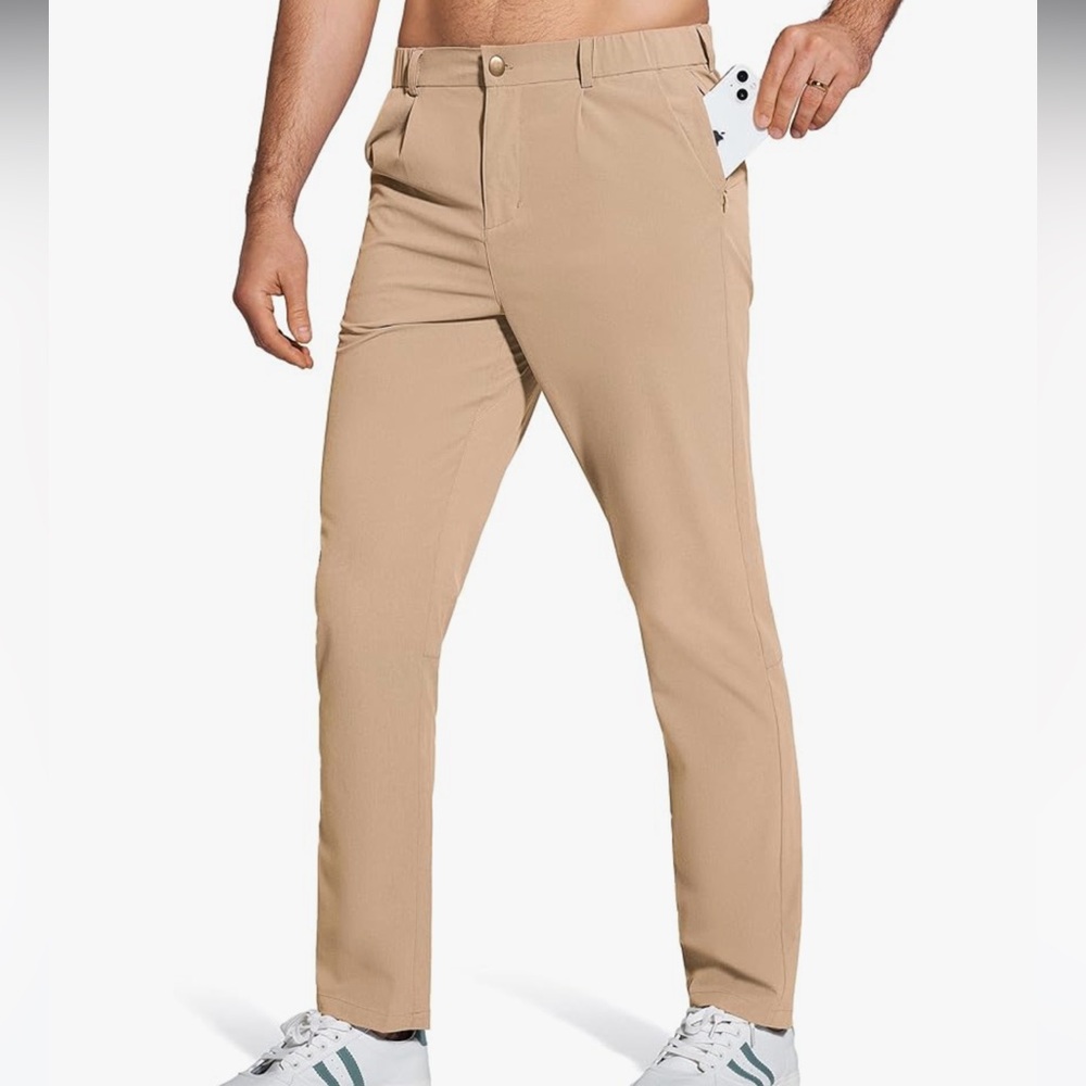 NEW ZUTY Men's Golf Dress Pants in dark khaki size: 32